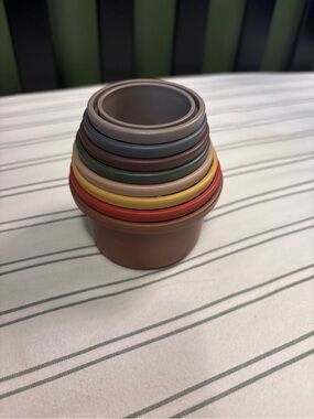 Stackable Nesting Cups in Earthy Multi Colors MUSHIE brand